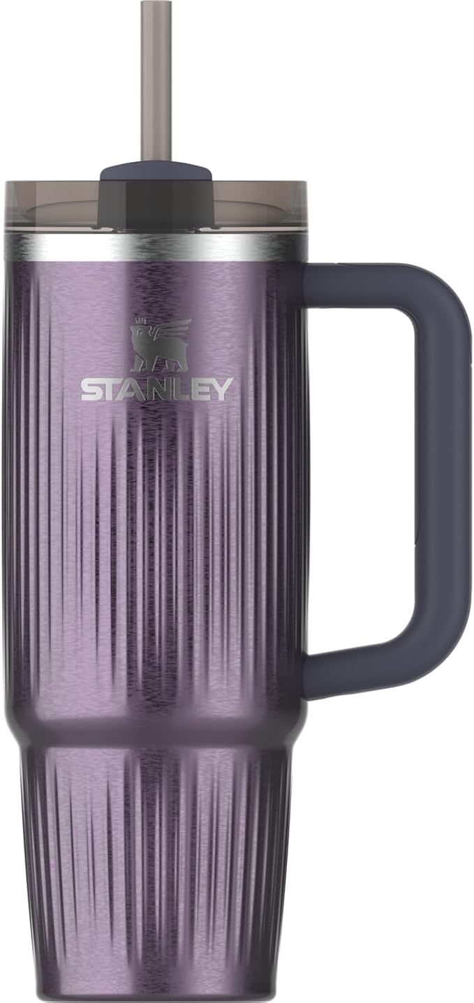 STANLEY Quencher H2.0 Tumbler with Handle and Straw 30 oz | Flowstate 3-Position Lid | Cup Holder Compatible for Travel | Insulated Stainless Steel Cup | BPA-Free | Fluted Wisteria Shine