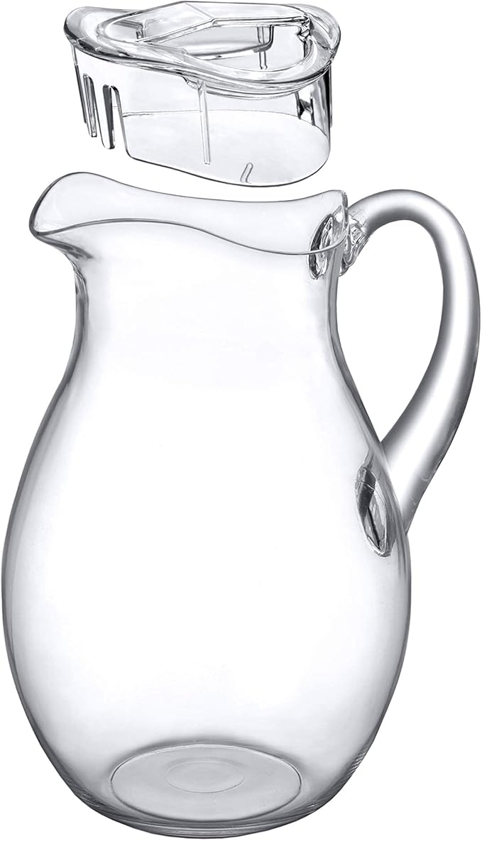 Amazing Abby - Bubbly - Plastic Pitcher (64 oz, 2 Quart), Clear Water Pitcher with Lid, Fridge Jug, BPA-Free, Shatter-Proof, Great for Iced Tea, Sangria, Lemonade, Juice, Milk, and More