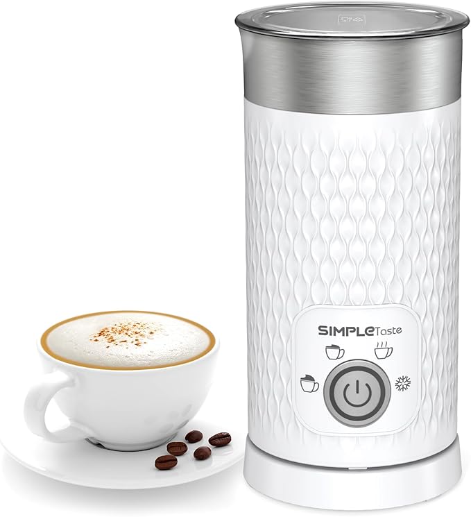 SIMPLETASTE Milk Frother, 4-in-1 Electric Milk Steamer, Automatic Warm and Cold Foam Maker and Milk Warmer for Latte, Cappuccinos, Macchiato, Hot Chocolate