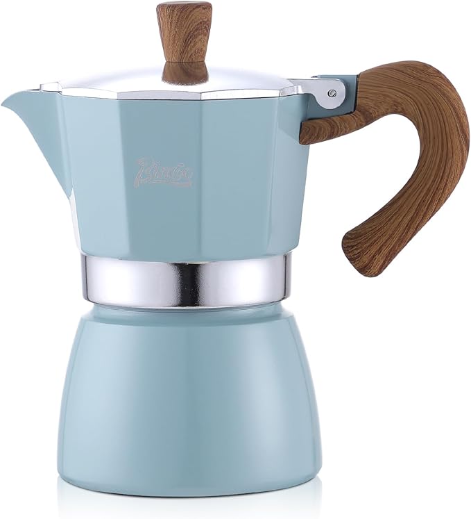 Espresso Maker Stovetop,Camping Moka Pot 2 Cup/120ML,Stove Top Espresso Italian Coffee Maker,Easy to Use (Blue)