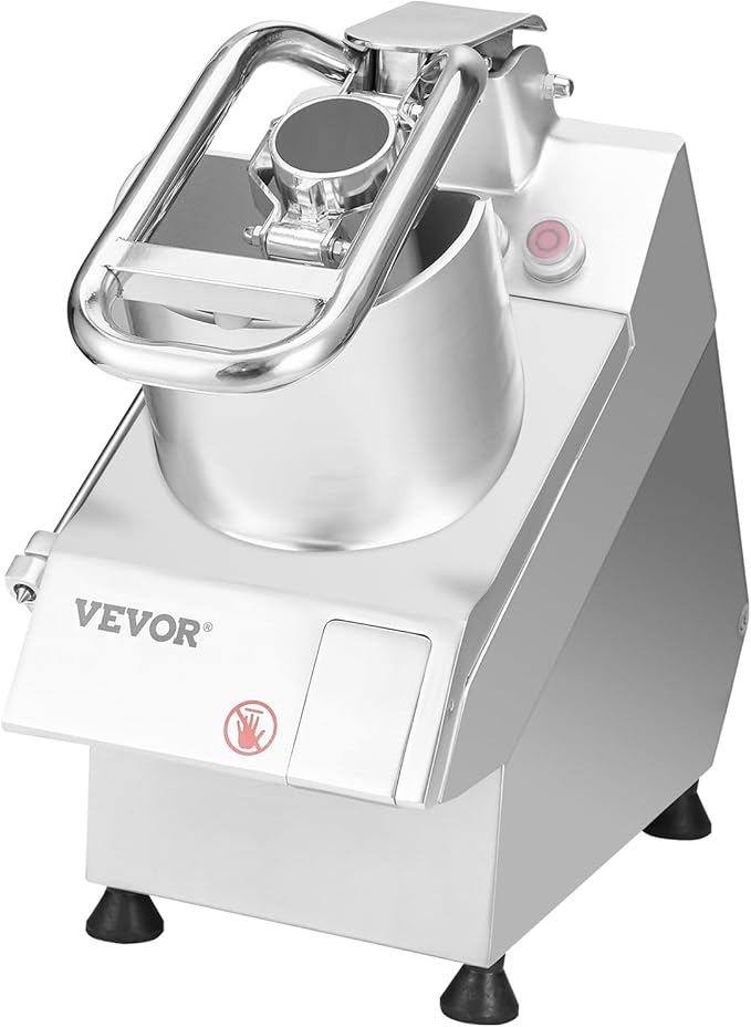 VEVOR Food Processor & Vegetable Chopper, 2 Feeding Holes Food-Grade Stainless Steel Food Processor Chopper with Detachable 6 Blades, 3mm/5mm/7mm/10mm Shredder, 2mm/4mm Slicer, for Vegetables, Fruit