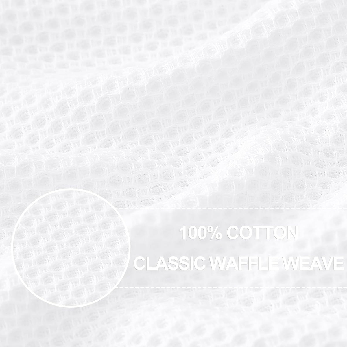 Homaxy 100% Cotton Waffle Weave Kitchen Dish Cloths, Ultra Soft Absorbent Quick Drying Dish Towels, 12 x 12 Inches, 6-Pack, White