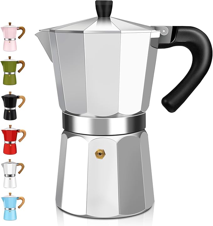 9 Cup Aluminum Espresso Stovetop Moka Pot Express Coffee Maker Percolator Italian Classic Mocha Coffee Machine for Italian and Cuban Cafe Brewing for Home & Camping 450ml 15oz