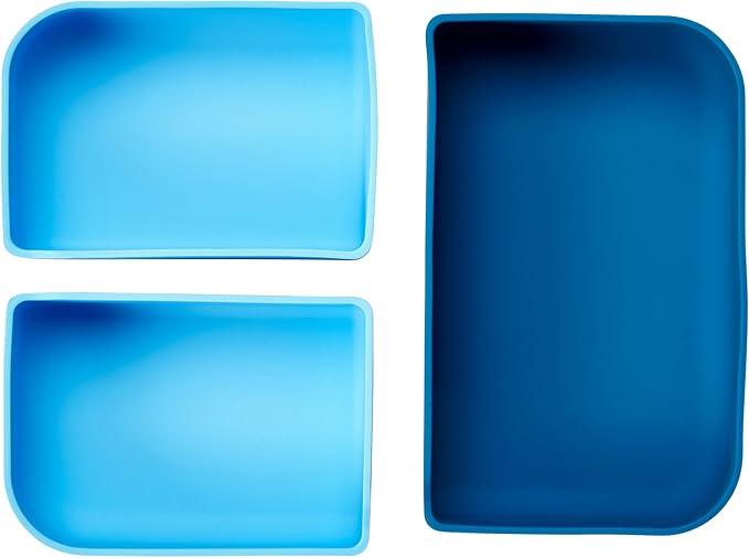 LunchBots Build -a- Bento Lunch Box, Silicone Bento Box for Kids, Multi-Compartment Lunch Container, Oven & Dishwasher Safe, BPA Free, 32 oz - Tie Dye Light Blue