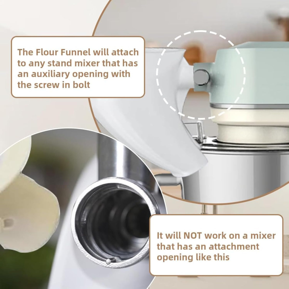 Flour Funnel for Kitchen Aid Mixer – Stand Mixer Attachment for KSM150 5-Quart Tilt-Head, Easy-Pour No-Mess Baking Tool, Fits Flour, Sugar & Egg Liquid, Dishwasher-Safe (Purple)