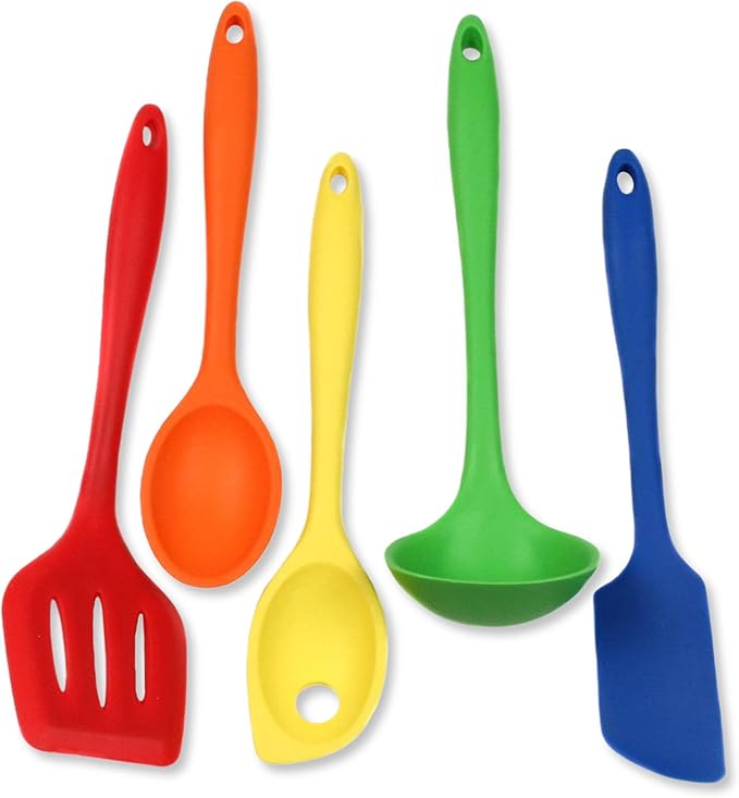 Chef Craft 5 Piece Multicolored Premium Silicone Kitchen Tool Set, Assorted (42086)
