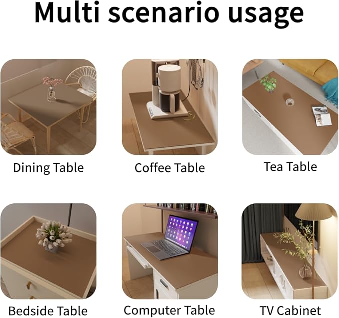Leather Table Cover,1.8mm Thick,30x48 Inch Table Protector,Table Pads for Dining Room Table Rectangular,Table Cover Protector.(Mud Color+Champagne Gold,30x48)