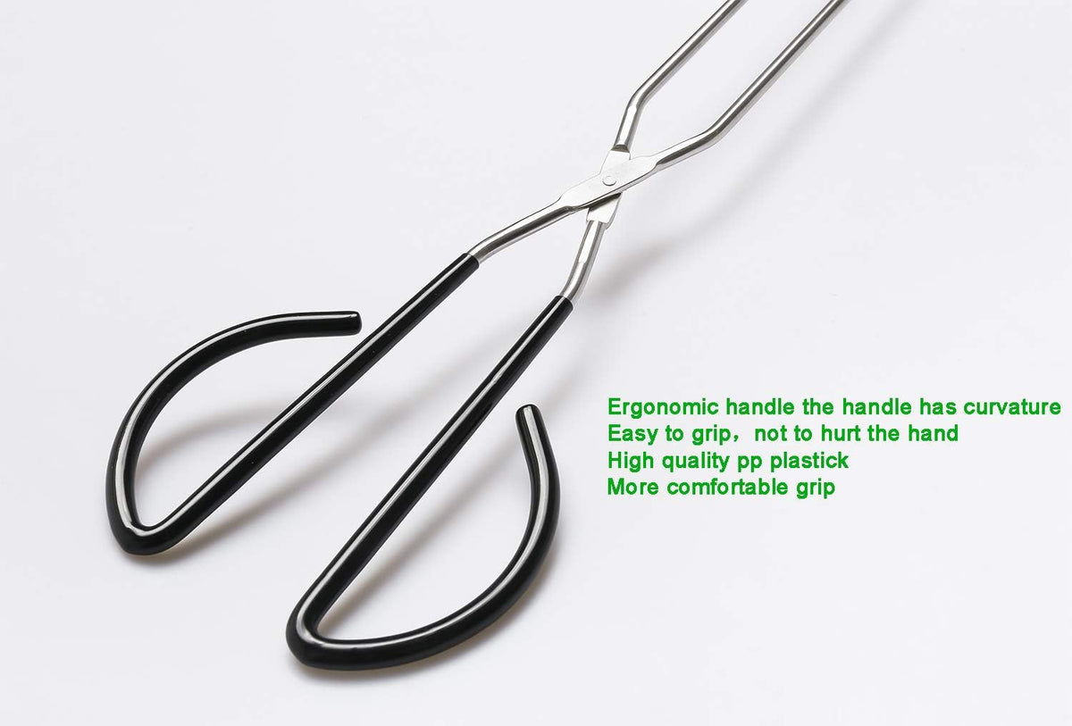 16 Inch Extra Long Stainless Steel Kitchen Scissor Tongs, Non-Slip Comfortable Red Grip, Heat Resistant for BBQ and Cooking