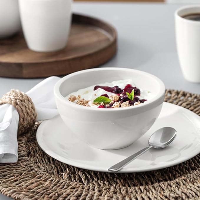 Villeroy & Boch Artesano Original Rice Bowls, Set of 4, Premium Porcelain, Made in Germany, 20.25 oz Capacity Each, White