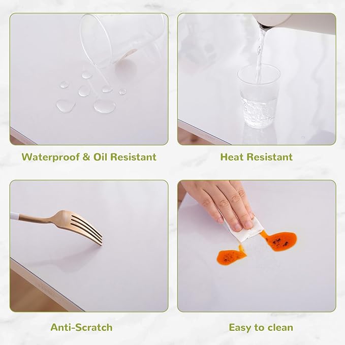 38 x 64 Inch Clear Table Cover Protector, Clear Table Protector for Dining Room Table, 1.5mm Plastic Table Cover, Waterproof Table Pad for Kitchen, Office