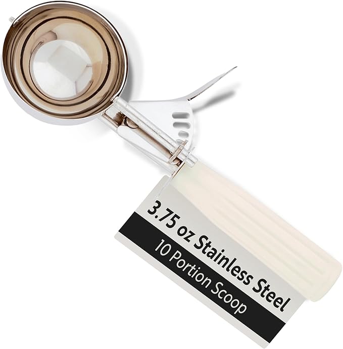 Restaurantware 3.75 Ounce Portion Scoop, 1 Trigger Release Stainless Steel Cookie Scoop - With Ivory Handle, Stainless Steel Disher, For Portion Control, Cookie Dough, Cupcake Batter, Or Ice Cream