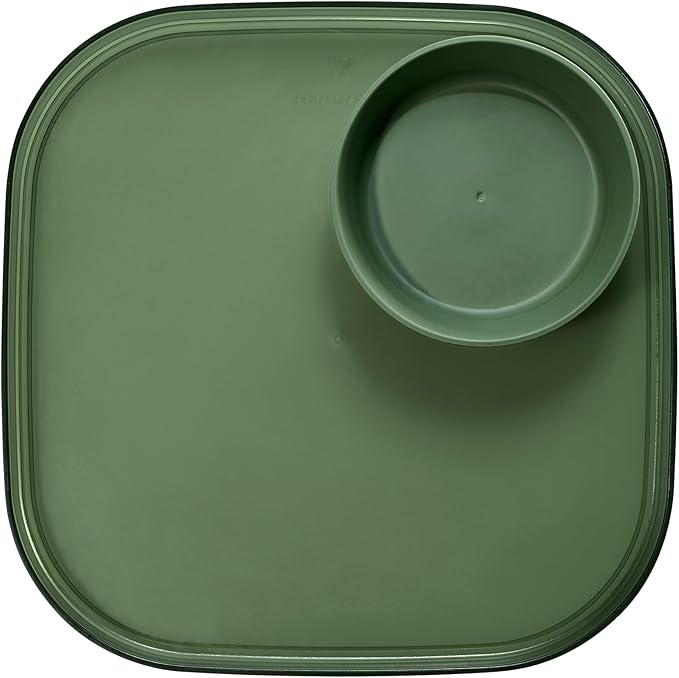 Madesmart Dipware Reusable Dining Plate/Serving Tray for Appetizers and Snacks, Food-Safe Appetizer Serving Platter with Removable Dip Bowl, Olive