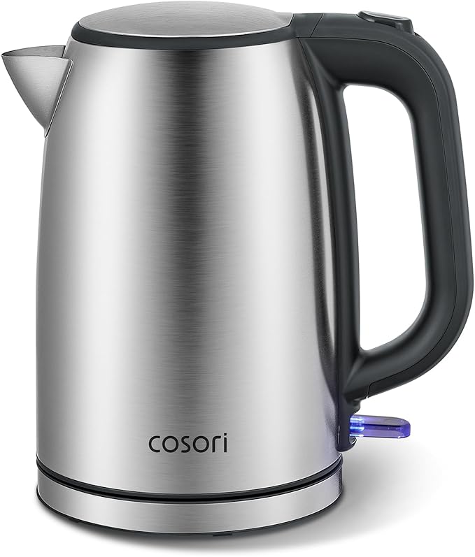 COSORI Electric Kettle, Plastic-Free Interior, 2 Lid Opening Angles, Easy to Clean, Automatic Shut Off & Boil-Dry Protection, Stainless Steel Tea Kettle, Hot Water Boiler & Heater, 1.7L, 1500W