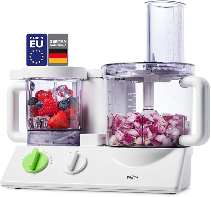 Braun 12 in 1 Multi-Functional Food processor | Kitchen System With Dual Control Technology, chopper, Blender, Juice Extractor, Citrus Juicer and French fry disc-made in Europe with German Engineering