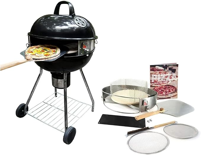 Pizzacraft PC7001 PizzaQue Deluxe Outdoor Pizza Oven Kettle Grill Conversion Kit, Silver, 18''/22.5''