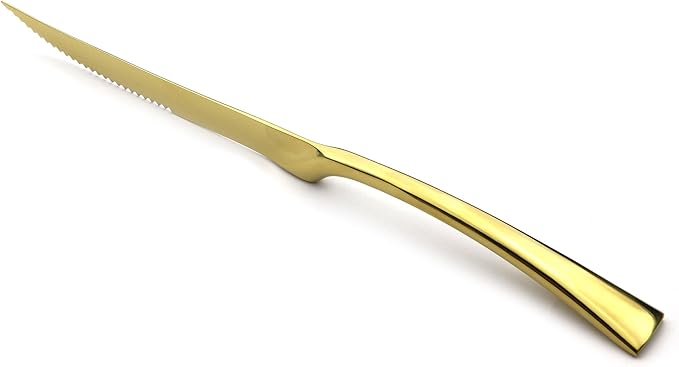 5-Piece 18/10 Stainless Steel Serrated Steak Knife Flatware Set, Mirror Polishing Gold, Service for 1