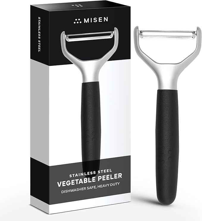 Misen Stainless Steel Vegetable Peeler - Dishwasher Safe Y Peeler - Easy to Use with Potatoes, Cabbage, Carrots, and More - Progessional Grade Kitchen Tool - Black