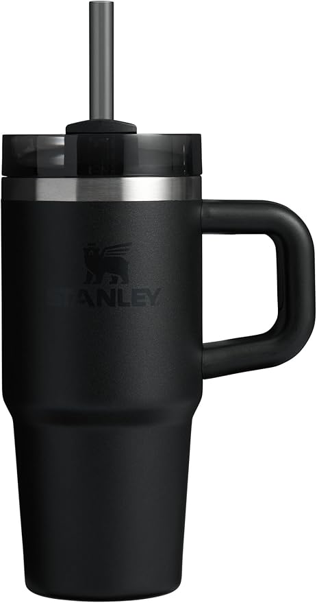 STANLEY Quencher H2.0 Tumbler with Handle and Straw 14 oz | Flowstate 3-Position Lid | Cup Holder Compatible for Travel | Insulated Stainless Steel Cup | BPA-Free | Black 2.0
