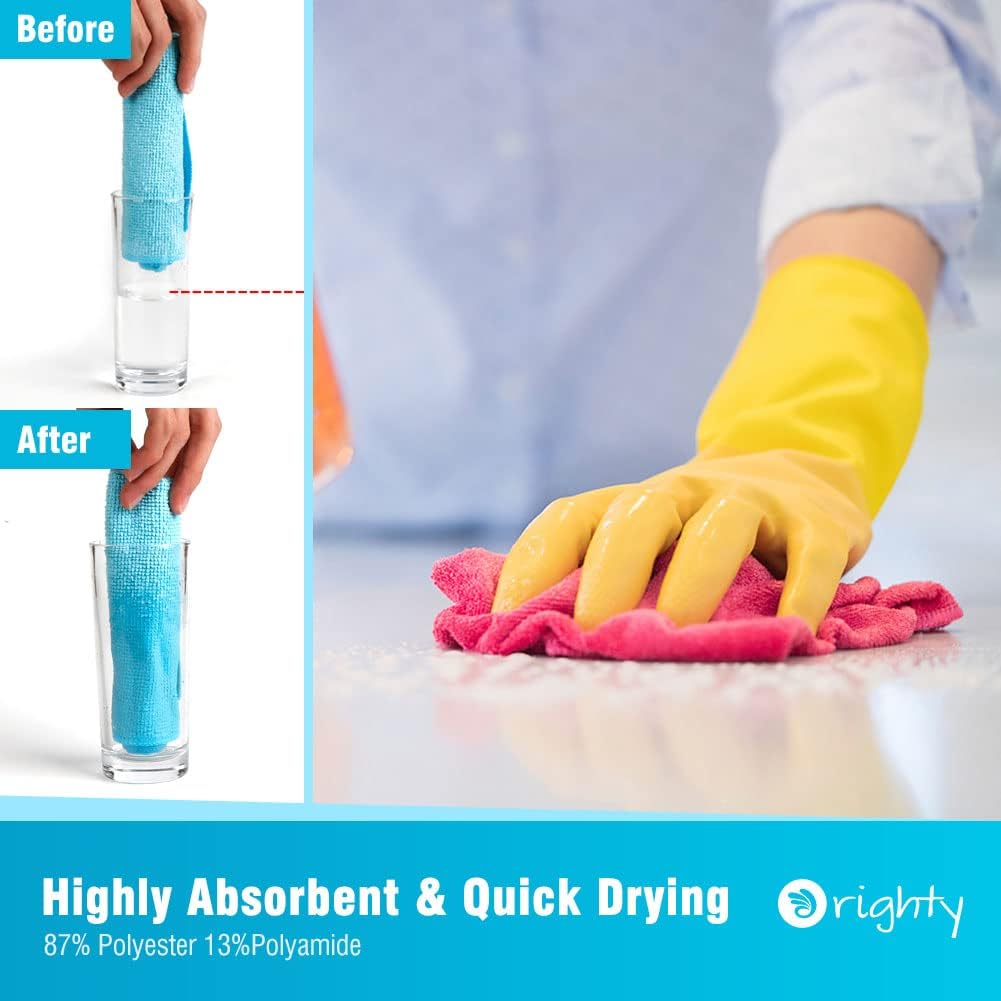 Orighty Cleaning Cloths Pack of 120, Highly Absorbent Microfiber Cleaning Supplies, Lint Free Cloths for Multiple-use, Powerful Dust Removal Clean Rags for House, Kitchen, Car Care(12x12 inch)