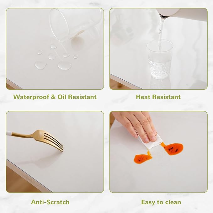 54 x 54 Inch Clear Table Cover Protector, Clear Table Protector for Dining Room Table, 1.5mm Plastic Table Cover, Waterproof Table Pad for Kitchen, Office