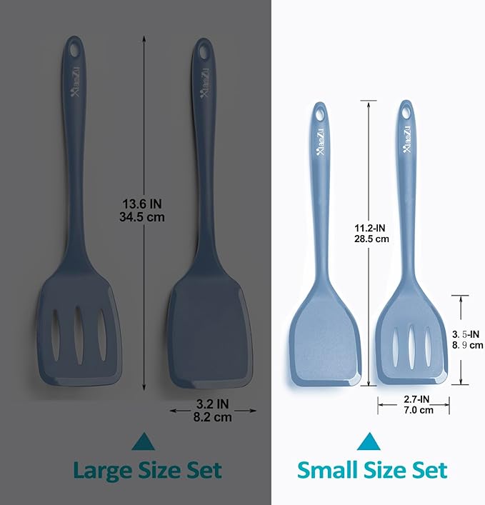 Silicone Spatula Turner Set, High Heat Resistant Spatulas with Seamless One Piece Design, Nonstick Rubber Flippers Utensils for Baking & Cooking,BPA-Free, Starry Blue,11IN