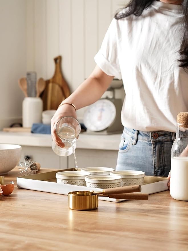 LE TAUCI Ramekins 4 oz Oven Safe for Creme Brulee, Charcuterie Boards Bowls for Souffle, Small Sauce Bowl, Ceramic Baking Dishes - 3.8 inch, Set of 4, Arctic White