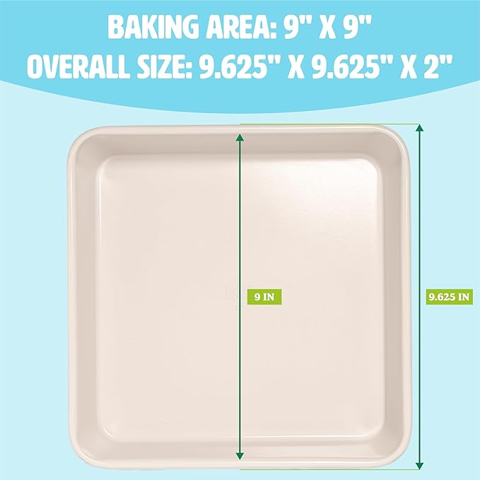 Tasty Clean Ceramic Square Cake Pans Set, 2-Pack of 9-Inch Cake Pans, Durable Aluminized Steel for Professional Results, Clean Ceramic Nonstick Coating, Oven Safe to 425°F, Dishwasher Safe, Aqua