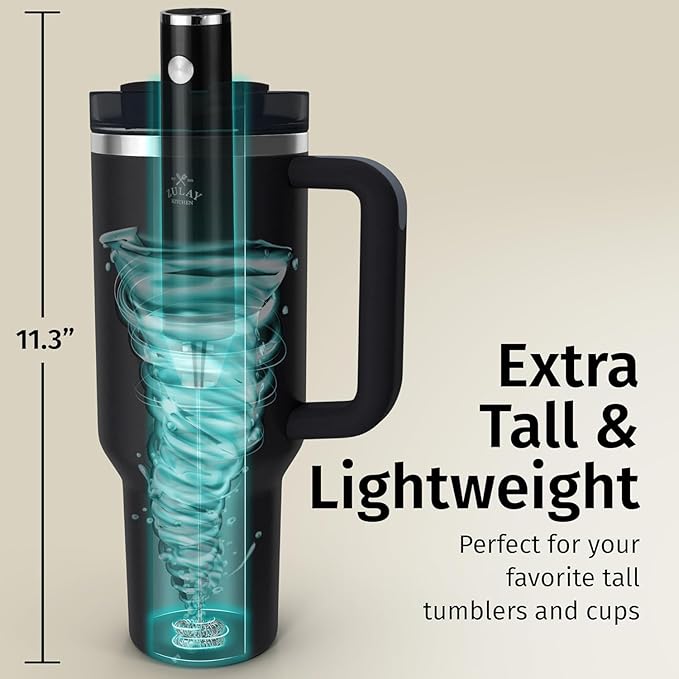 Zulay Kitchen Rechargeable Milk Frother Handheld Lux - Powerful 2-Speed Motor, Waterproof, 2000mAh Battery - Drink Mixer for Latte, Cappuccino, Matcha & Protein Powder - Scarlet