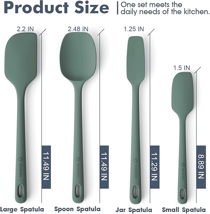4 Pieces Silicone Spatula Set, Food Grade Rubber Spatula, Upgrade Strong Handle with Ergonomic Grip, Heat Resistant for Nonstick Cookware, Cooking