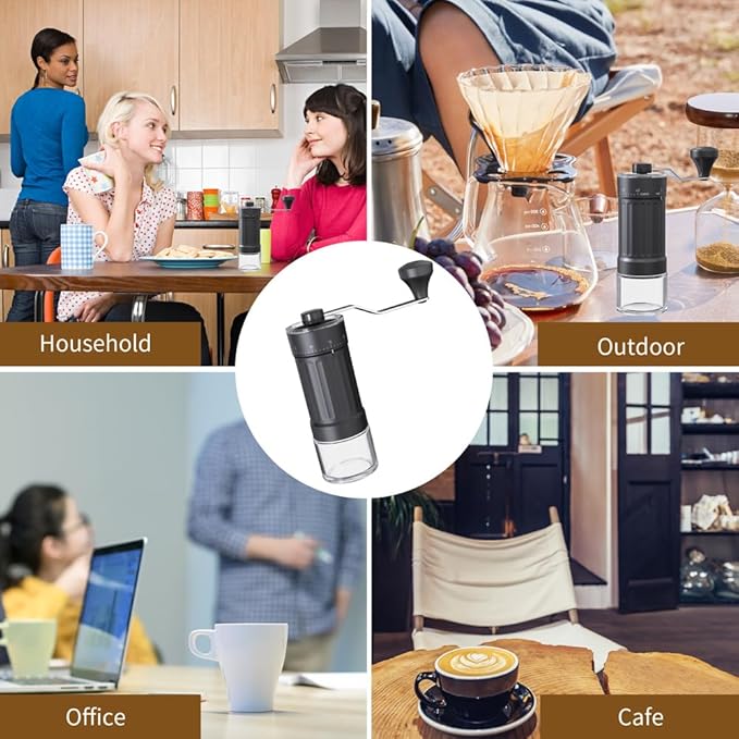 Portable Coffee Grinder Conical Burr for Espresso French Press Pour Over Double Bearing External Adjustment Capacity 25g (Ceramic Burrs)