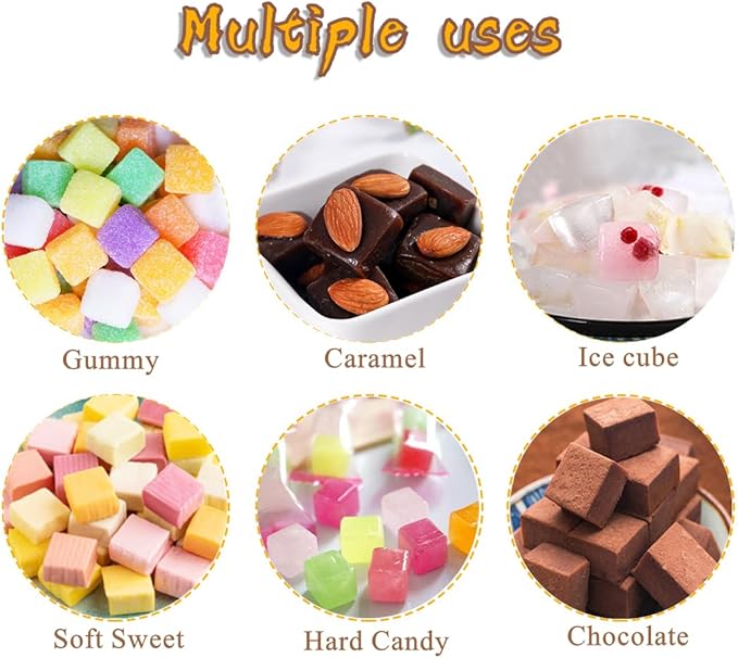 JOERSH Square Candy Molds Silicone Molds for Hard Candy, Gummy, Caramels, Chocolate, Ganache, Ice Cubes, 252 Cavity