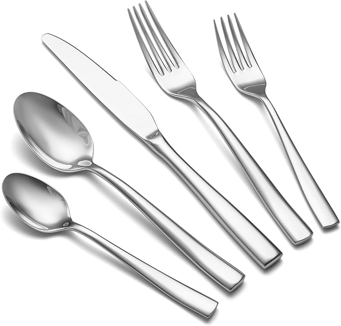 Heavy Duty Silverware Set for 8, EIUBUIE 40 Piece Stainless Steel Flatware Cutlery Set, Durable Kitchen Eating Utensils Tableware Sets Including Fork Spoon Knife Sets, Mirror Polished, Dishwasher Safe