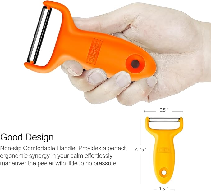 Vegetable Potato Peelers for Kitchen, Y Peeler for Apple Veggie Potatoes Fruits Carrot, Carbon Steel Blade 3-Pack Orange/Blue/Yellow