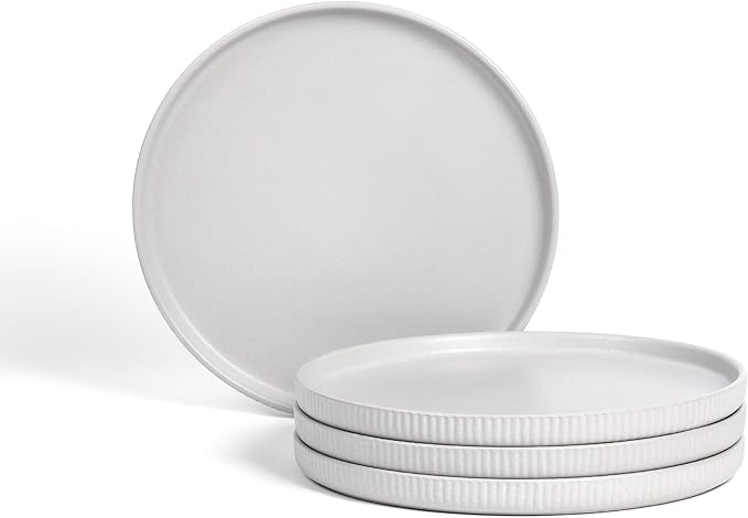 Stone Lain Haven Modern Stoneware 4 Piece Dinner Plates Sets, Dish Set for 4, Reactive Glaze Grey