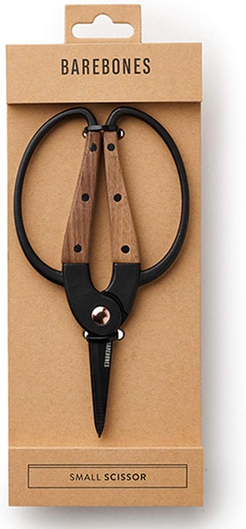 Barebones Garden Scissors - Walnut Scissors - Garden Supplies and Indoor Plant Accessories - Plant Shears with Wide Handles - Comfortable Fit Trimming Shears (Small)