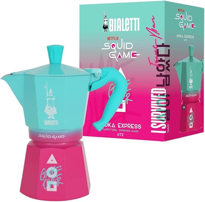 Bialetti Moka Express Squid Game©: Iconic Stovetop Espresso Maker, Moka Pot, Italian Coffee Maker, 6 Espresso Shots (9 oz - 270 ml), Aluminum
