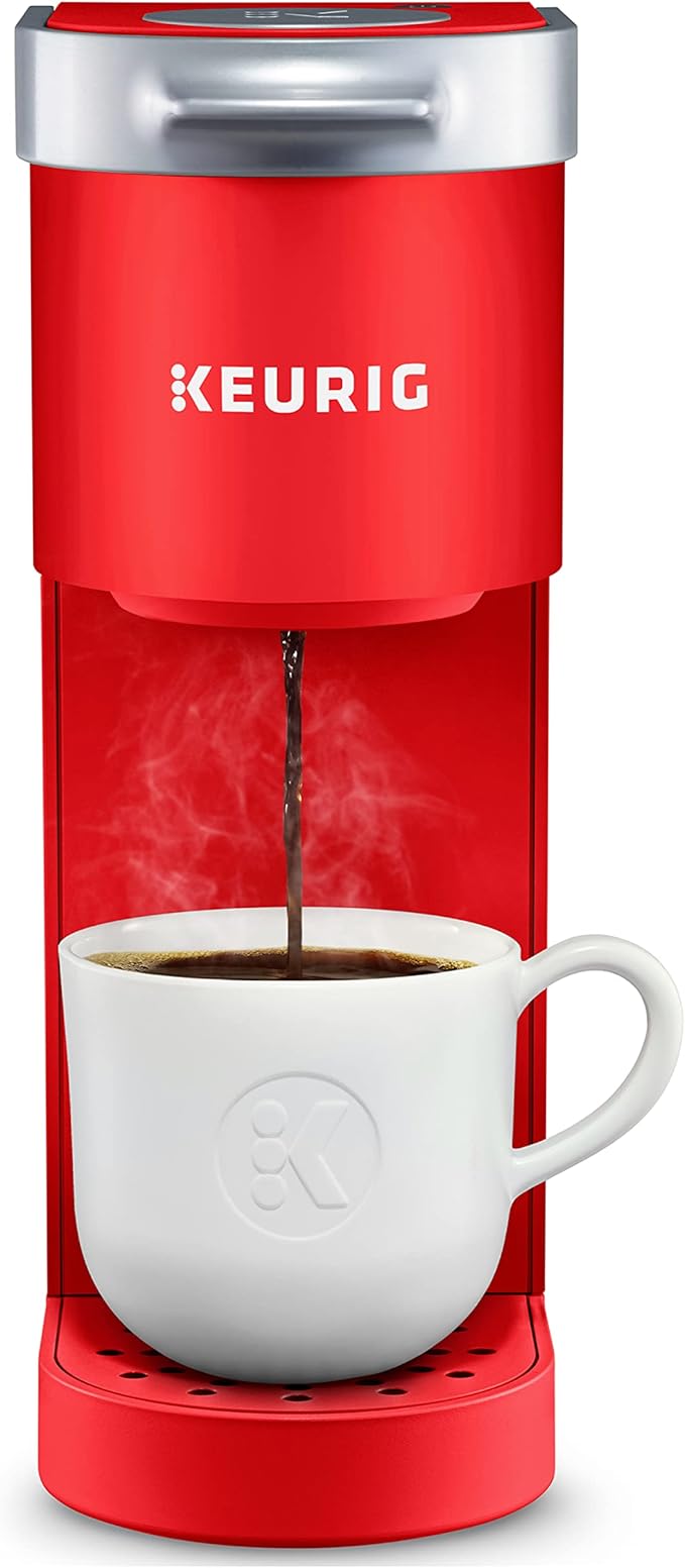Keurig K-Mini Single Serve K-Cup Pod Coffee Maker, Featuring An Ultra-sleek Design, Poppy Red, 13.19in x 5.55in x 14.37in
