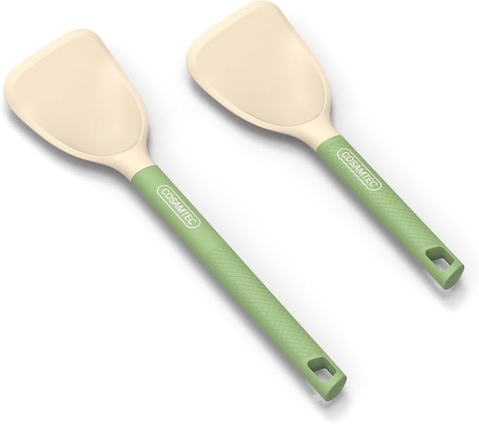 Silicone Small Spatula for Cooking Flexible Beveled Turner with Solid Inner Core and Heat Resistant Nylon Handle Ideal Spatula for Non-Stick Cookware