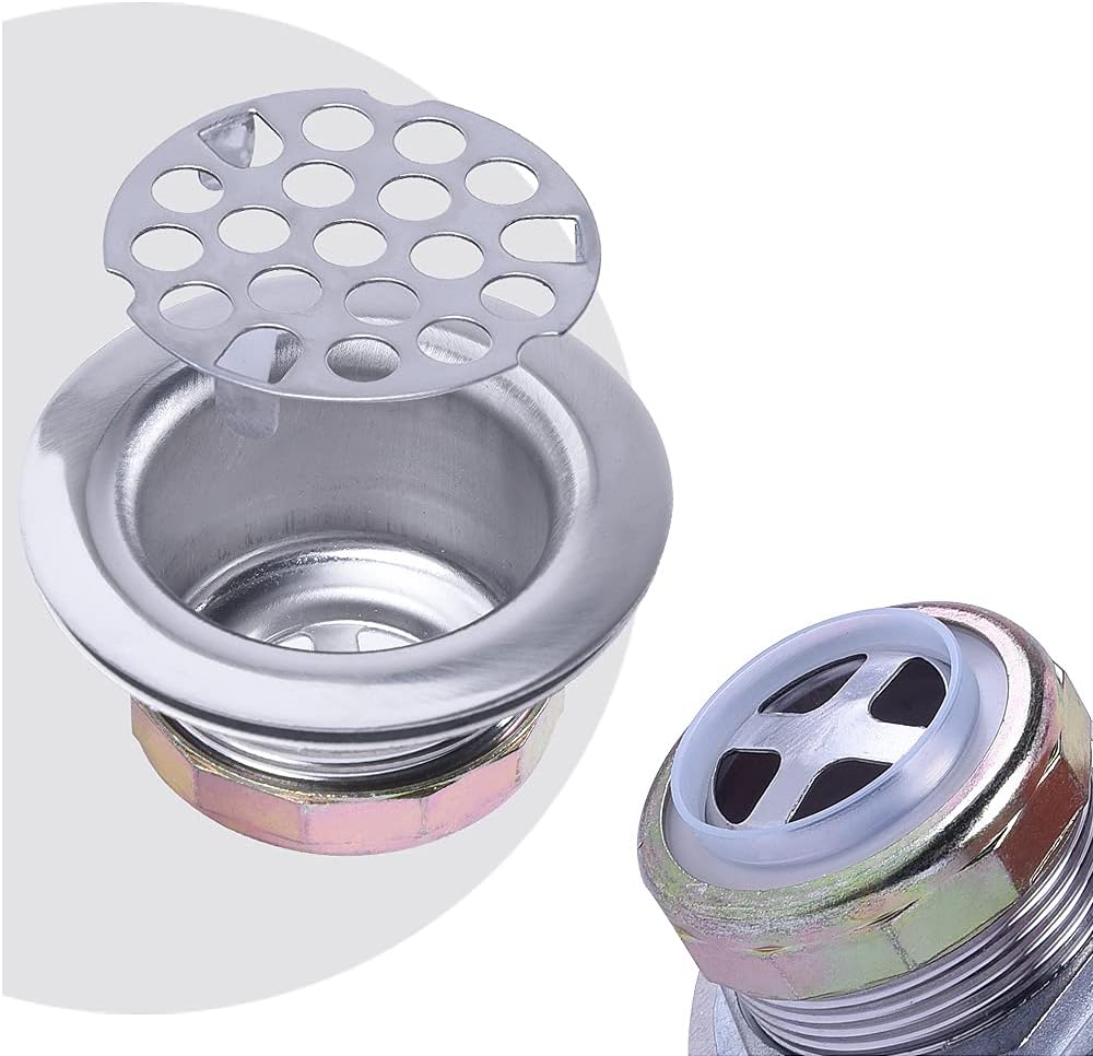 Stainless Steel Shower Strainer Assembly W/Flat Grid Strainer for Bar or Bathroom Sinks