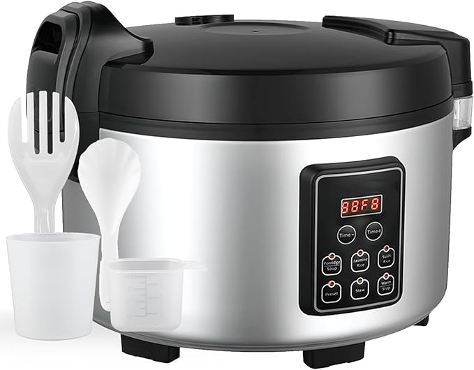 15L/15.8Quart (84 cups cooked rice) Extra Large Commercial Rice Cooker & Food Warmer with Time presetting, 6 Functions, Timer Delay Energy-Efficient for Professional Kitchens,Can preset cooking time