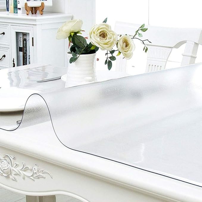 NECAUX Custom 23.6 x 70.9 Inch Frosted Table Cover Protector, 1.5mm Thick Plastic Waterproof Heavy Duty Desk Pad Mat Non-Slip Tablecloth Protector for Dining table, Sofa Table, Media Stand, Countertop