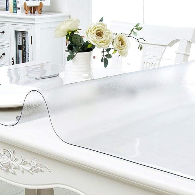 NECAUX Custom 32 x 80 Inch Frosted Table Cover Protector, 1.5mm Thick Wood Grain Transparent Table Pad Non-Slip Tablecloth Plastic Protective Pad for Dining Room Table Meeting Table Living Room Table