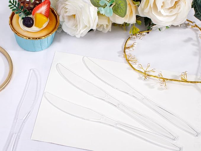 Liacere 360PCS Clear Plastic Knives Disposable - Heavy DutyBPA-Free - Heat Resistant, Solid and Durable Disposable Knives Bulk, Premium Plastic Knives Heavy Duty for Party Supply