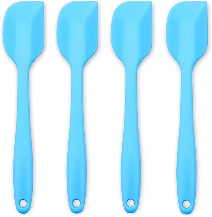 Silicone Spatula 4-piece Set, Heat-Resistant Non-stick Rubber Spatulas with Stainless Steel Core, Blue