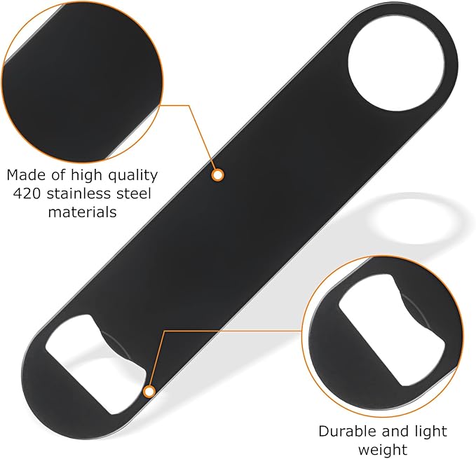 QTLCOHD 20 Pack Flat Bottle Opener 7 Inch Stainless Steel Bottle Openers Bulk Black Beer Bottle Opener Bartender for Kitchen Bar or Restaurant
