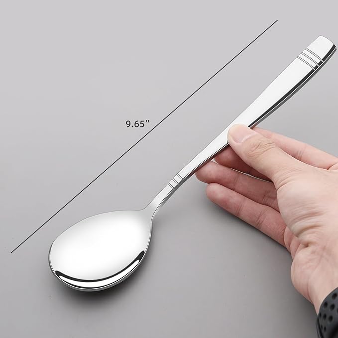 6 Pieces Large Serving Spoons, Stainless Steel Serving Spoons for Cooking, Buffet & Banquet