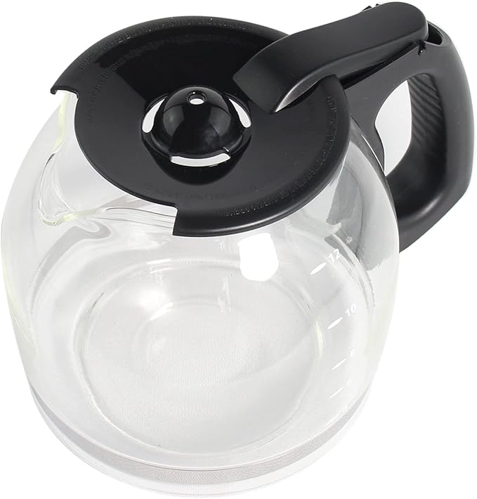 12-Cup Replacement Coffee Carafe Compatible with Mr. Coffee Coffee maker Pot, Replace Part# PLD12 PLD12-RB Series, Black Handle