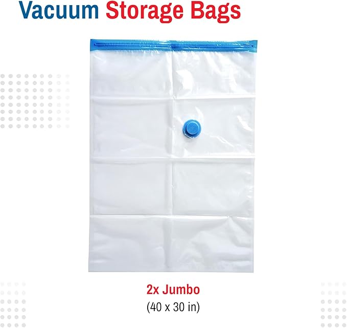 Spacesaver 2 Pack Jumbo Vacuum Storage Bags for Blankets & Clothes – Jumbo Vacuum Sealed Compression Bags with Hand Pump – Space Saver Storage Bags for Bedding, Moving, Travel & Organization