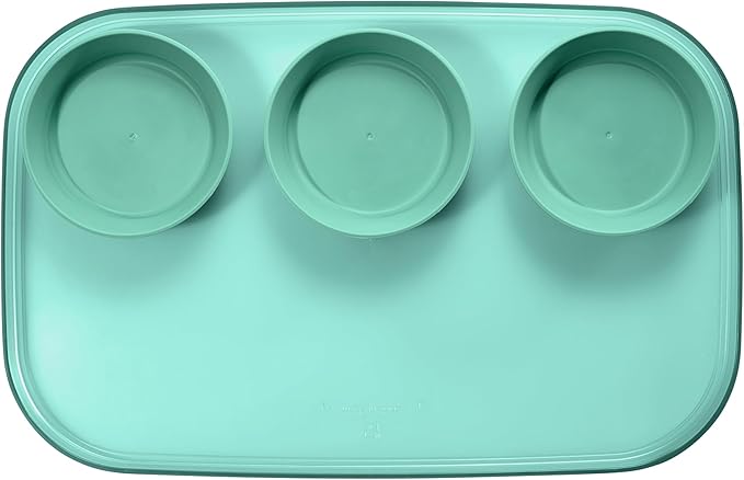 madesmart dipware 3 Bowl Serving Tray, Collapsible & Removable Dip Bowls for Charcuterie, Guacomole, Snacks, Veggies, Premium Dishwasher & Microwave Safe, Multipurpose Plate & Bowl, Teal