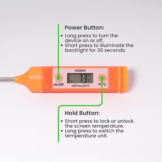 Candy & Meat Thermometer with Type-C Rechargeable Digital Instant Reading for Candy Making, BBQ, Deep Frying, & Liquids, 8" Long Probe,CT180-L